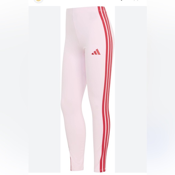 NWT!! adidas Light Pink Leggings with Red Side Stripes - Picture 2 of 6